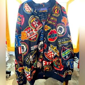 Born Fly Mens 2 XLarge Jacket Wind/Rain Colorful Patch Design Fly United